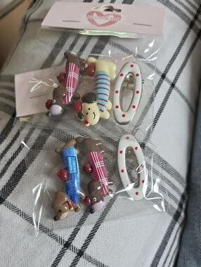 Kids Pink & Blue Dachshund Hair Clips -6 Pack